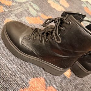 A New Day Black Leather Combat Boots